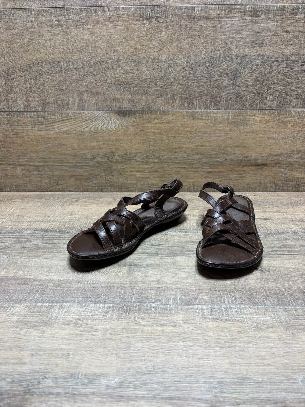 Born Brown Leather Strappy Sandals